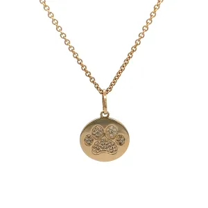 14k Yellow Gold Diamond Dog Paw Print Pendant