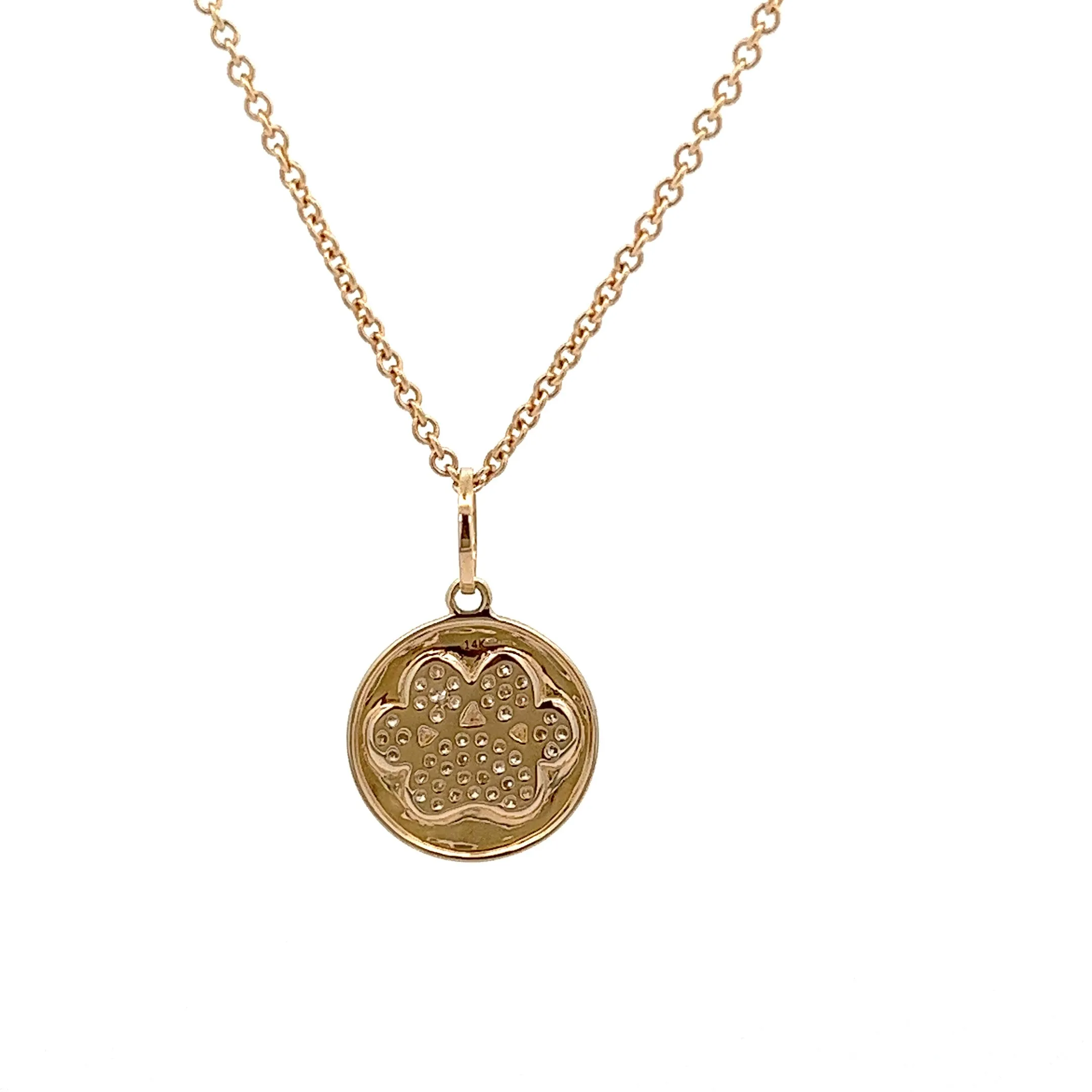 14k Yellow Gold Diamond Dog Paw Print Pendant