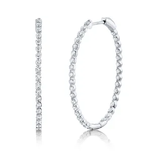 14K Yellow Gold Diamond Inside Out Oval Hoop Earrings