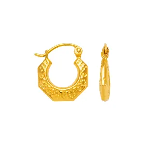 14K Yellow Gold Hollow Shrimp Hoop Earrings