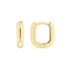 14K Yellow Gold Oblong Polished Hoop Earrings