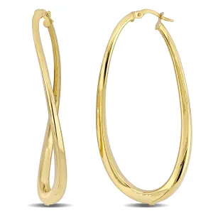 14K Yellow Gold Oval Twist Hoops
