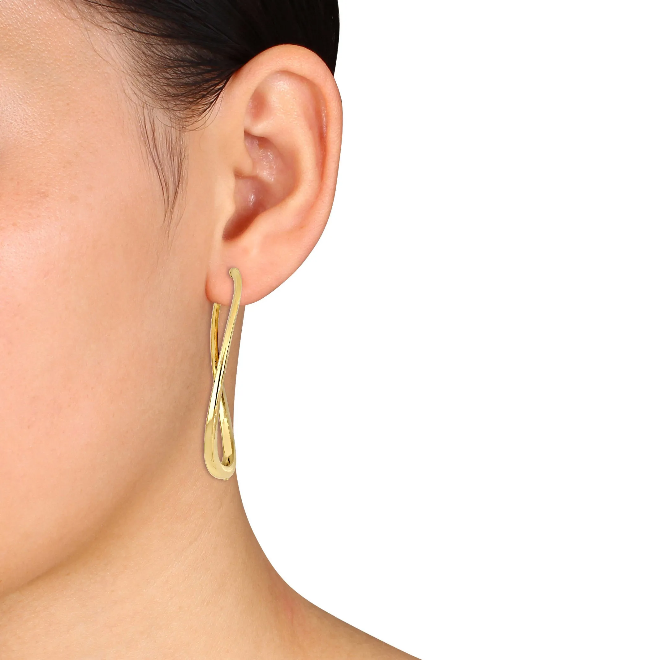14K Yellow Gold Oval Twist Hoops