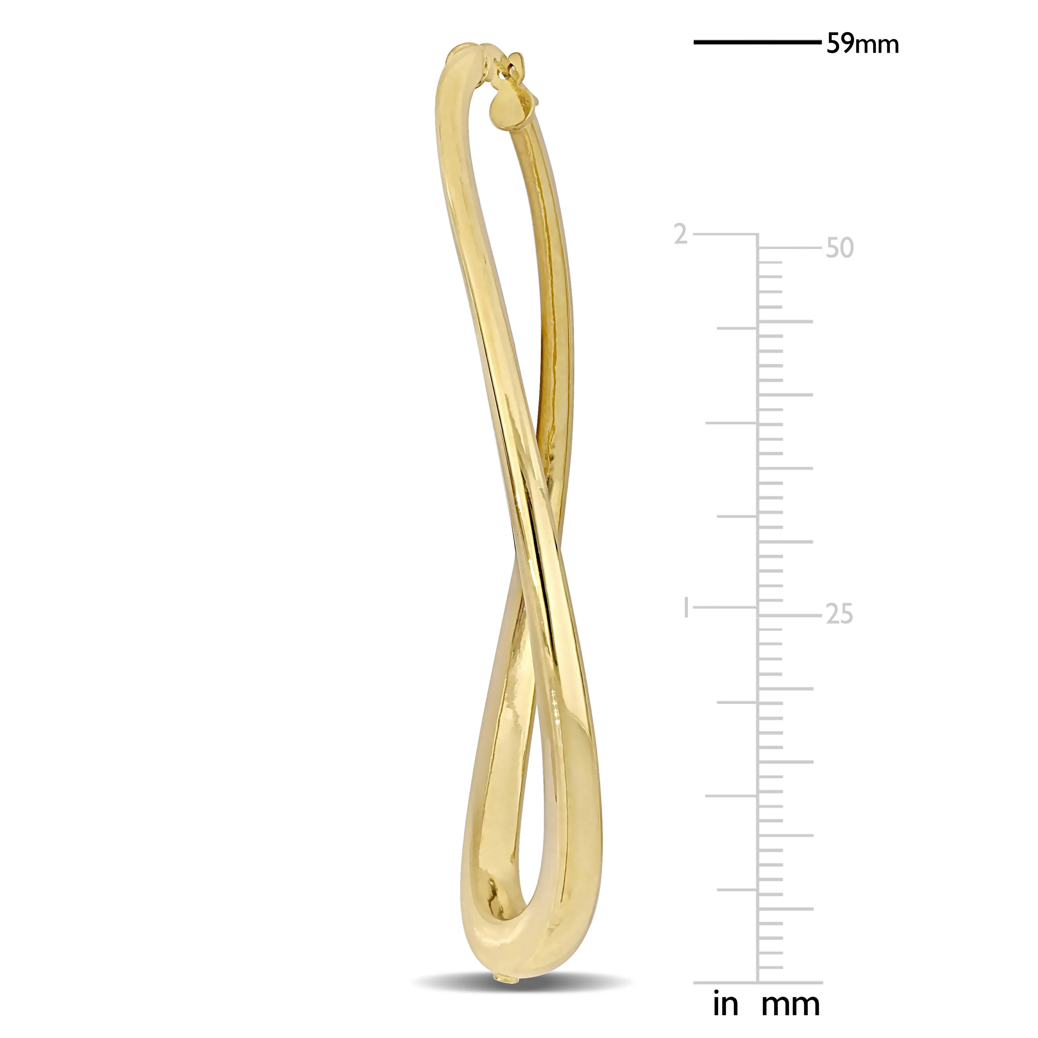 14K Yellow Gold Oval Twist Hoops