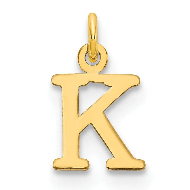14k Yellow Gold Polished Finish Cut-Out Letter K Initial Design Charm Pendant
