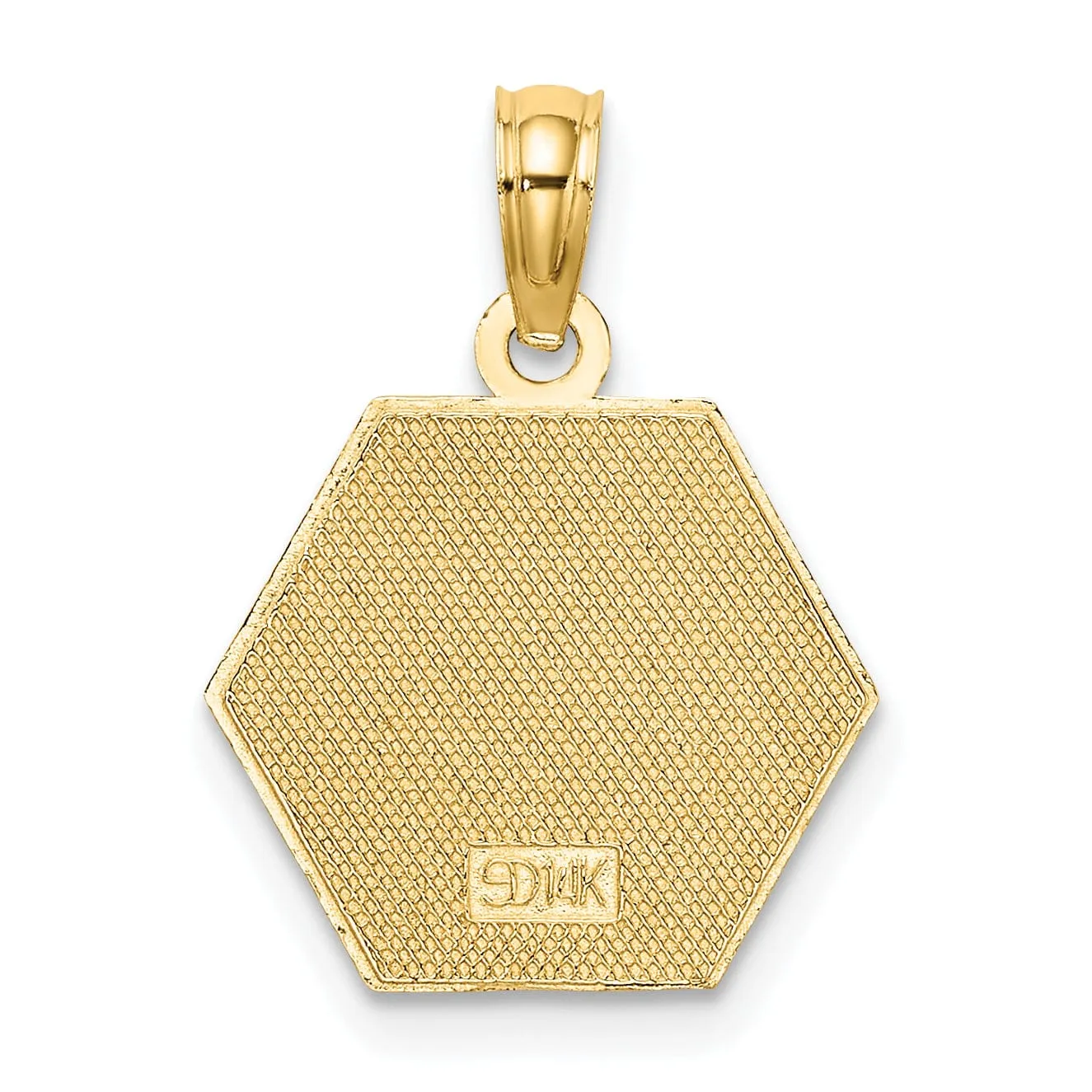 14K Yellow Gold Polished Textured Finish Caduceus Medical Charm Pendant