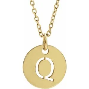14K Yellow Initial Q 16-18" Necklace
