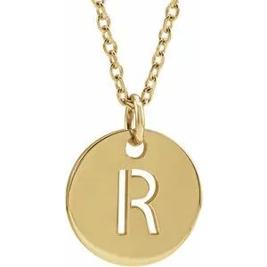 14K Yellow Initial R 16-18" Necklace