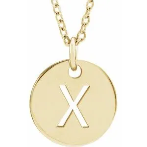 14K Yellow Initial X 16-18" Necklace