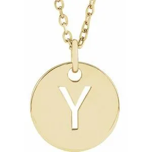 14K Yellow Initial Y 16-18" Necklace