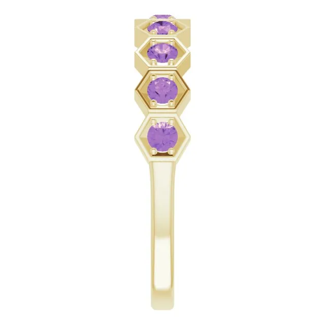14K Yellow Natural Amethyst Stackable Ring