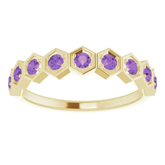 14K Yellow Natural Amethyst Stackable Ring