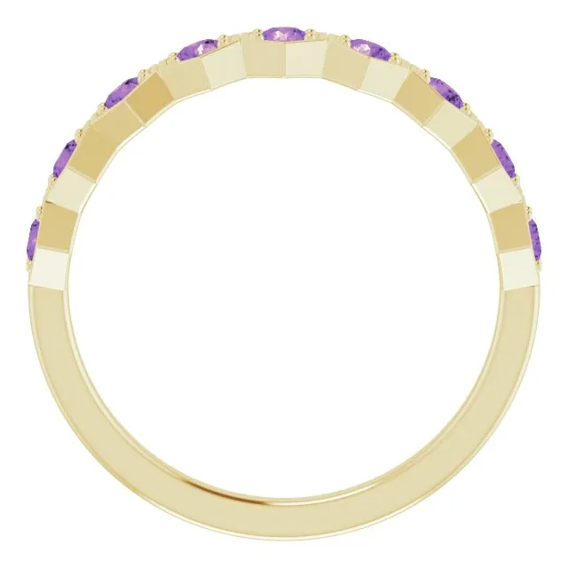14K Yellow Natural Amethyst Stackable Ring
