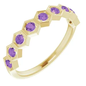 14K Yellow Natural Amethyst Stackable Ring