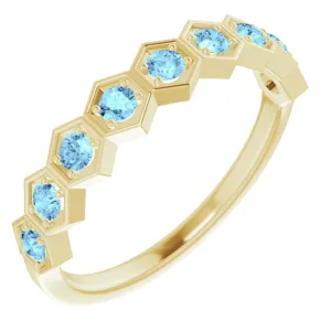 14K Yellow Natural Aquamarine Stackable Ring