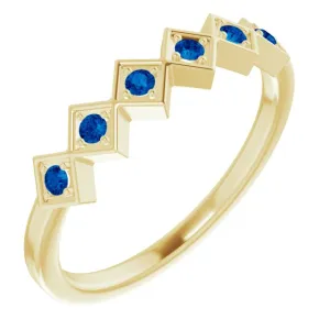 14K Yellow Natural Blue Sapphire Stackable Ring