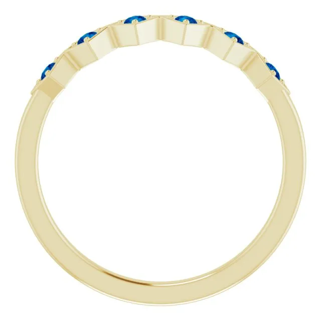 14K Yellow Natural Blue Sapphire Stackable Ring