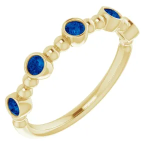 14K Yellow Natural Blue Sapphire Stackable Ring