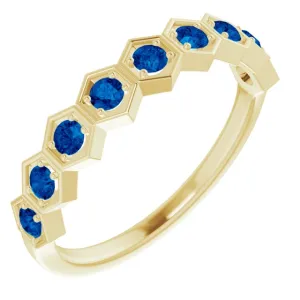14K Yellow Natural Blue Sapphire Stackable Ring