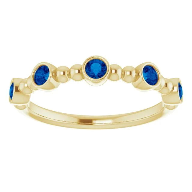 14K Yellow Natural Blue Sapphire Stackable Ring