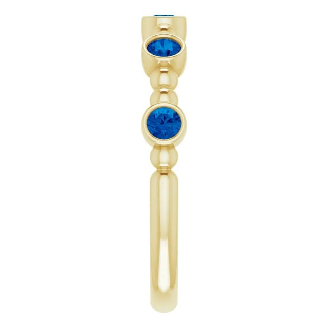 14K Yellow Natural Blue Sapphire Stackable Ring