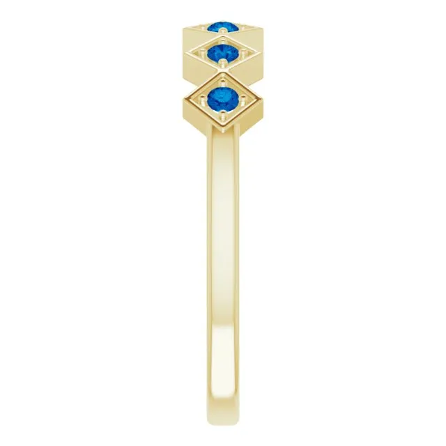14K Yellow Natural Blue Sapphire Stackable Ring