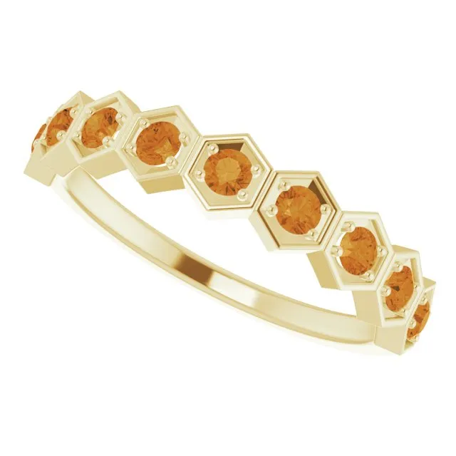 14K Yellow Natural Citrine Stackable Ring