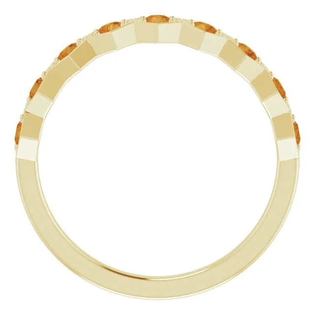 14K Yellow Natural Citrine Stackable Ring