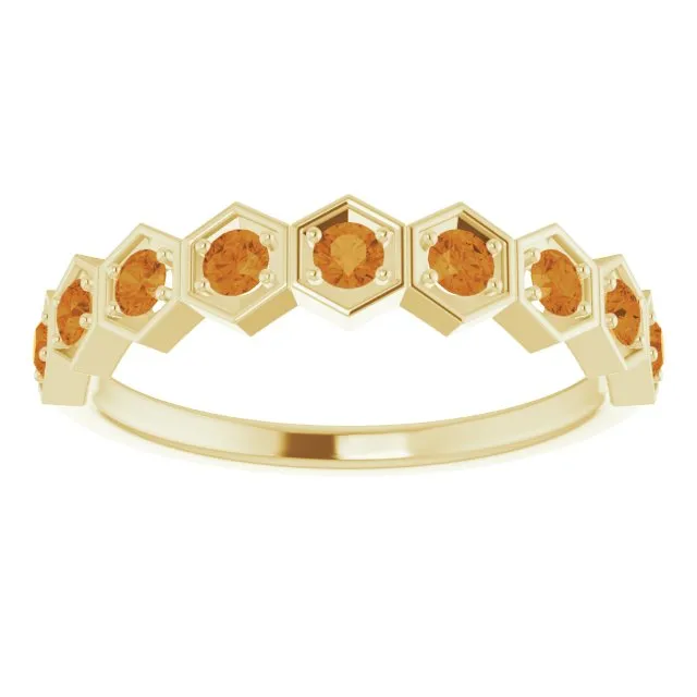 14K Yellow Natural Citrine Stackable Ring