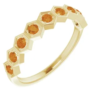14K Yellow Natural Citrine Stackable Ring