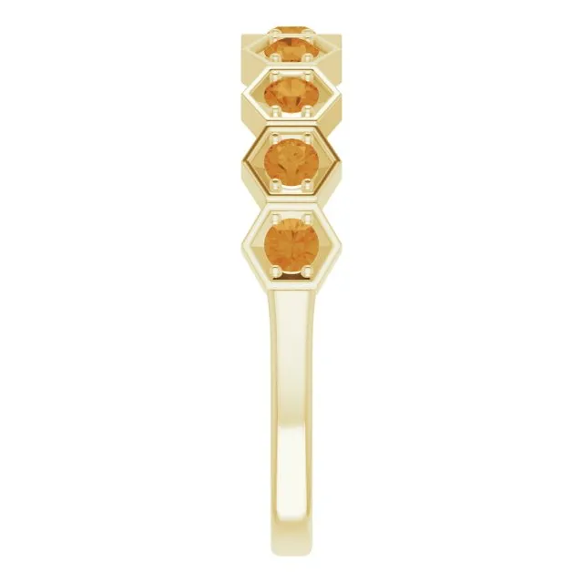 14K Yellow Natural Citrine Stackable Ring