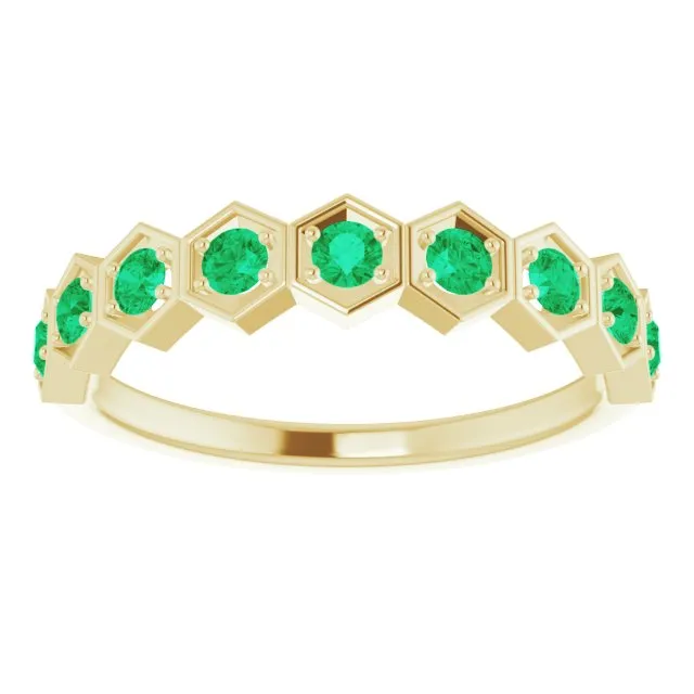 14K Yellow Natural Emerald Stackable Ring