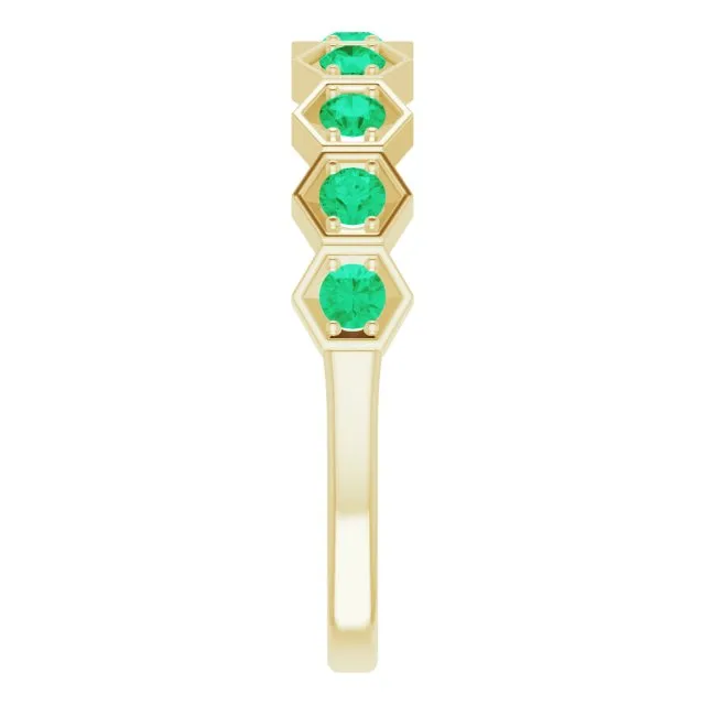 14K Yellow Natural Emerald Stackable Ring