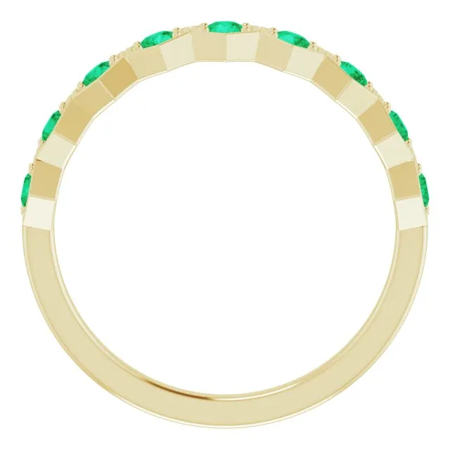 14K Yellow Natural Emerald Stackable Ring