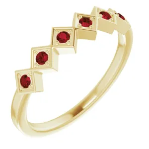 14K Yellow Natural Mozambique Garnet Stackable Ring