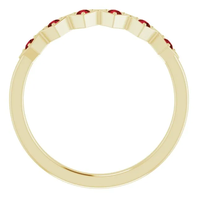 14K Yellow Natural Mozambique Garnet Stackable Ring