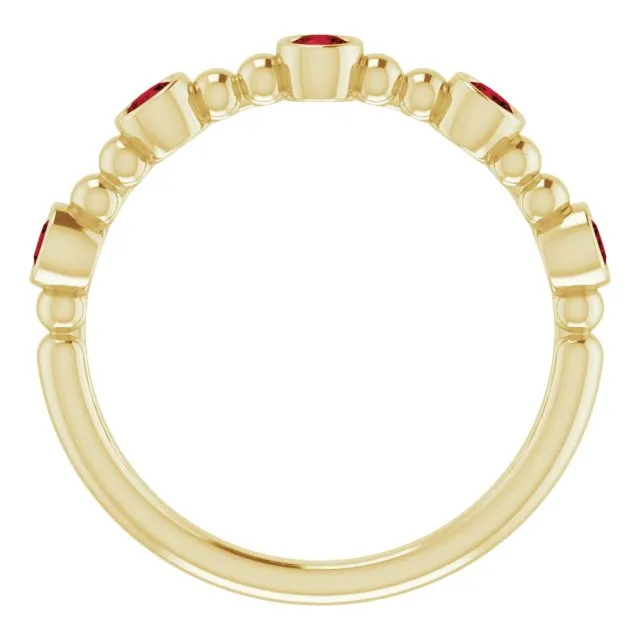 14K Yellow Natural Mozambique Garnet Stackable Ring