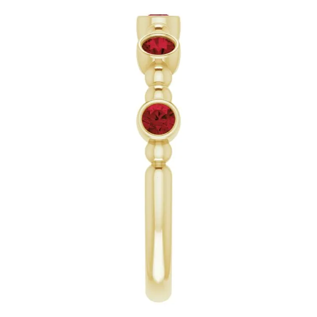 14K Yellow Natural Mozambique Garnet Stackable Ring