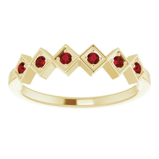 14K Yellow Natural Mozambique Garnet Stackable Ring