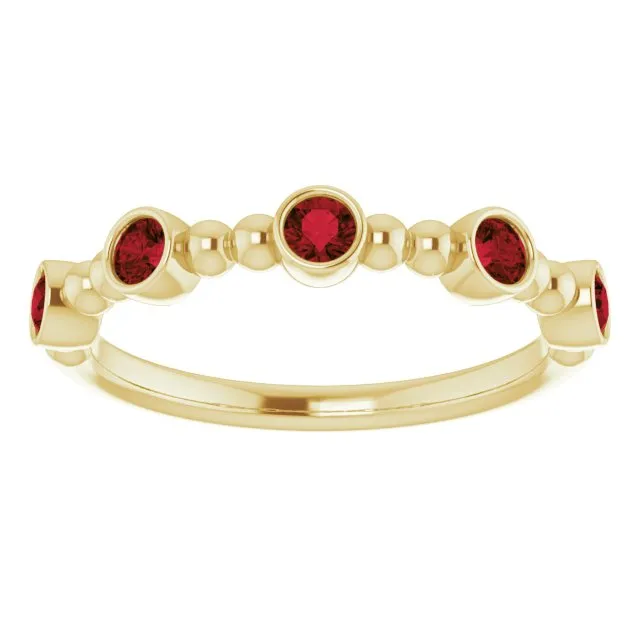 14K Yellow Natural Mozambique Garnet Stackable Ring
