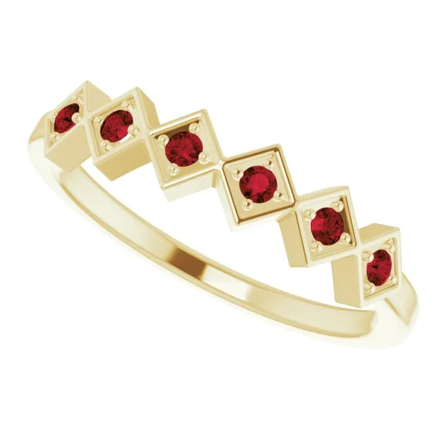 14K Yellow Natural Mozambique Garnet Stackable Ring