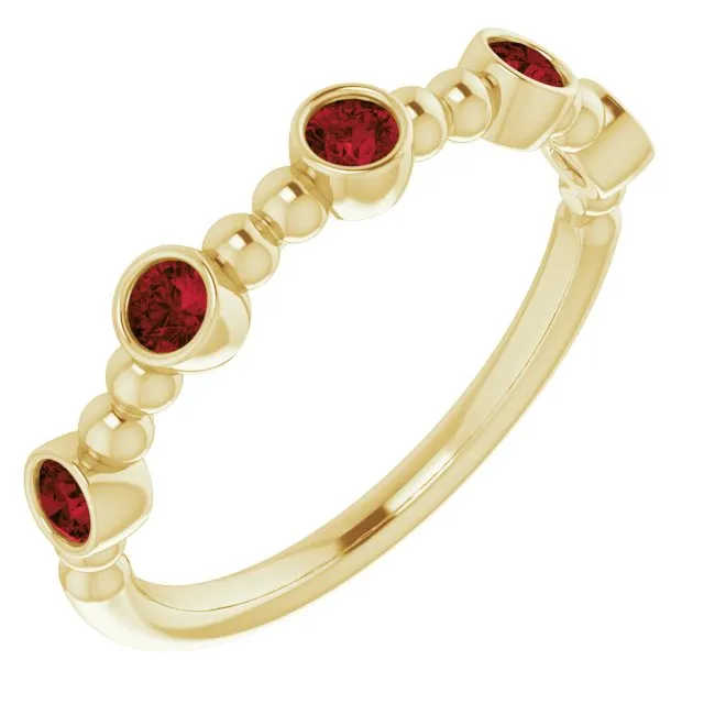 14K Yellow Natural Mozambique Garnet Stackable Ring