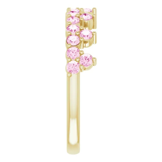 14K Yellow Natural Pink Sapphire Crown Ring
