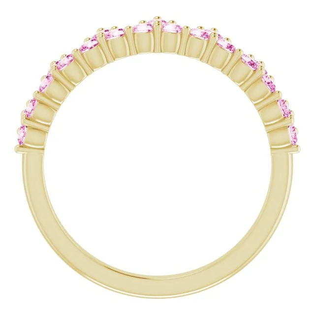 14K Yellow Natural Pink Sapphire Crown Ring