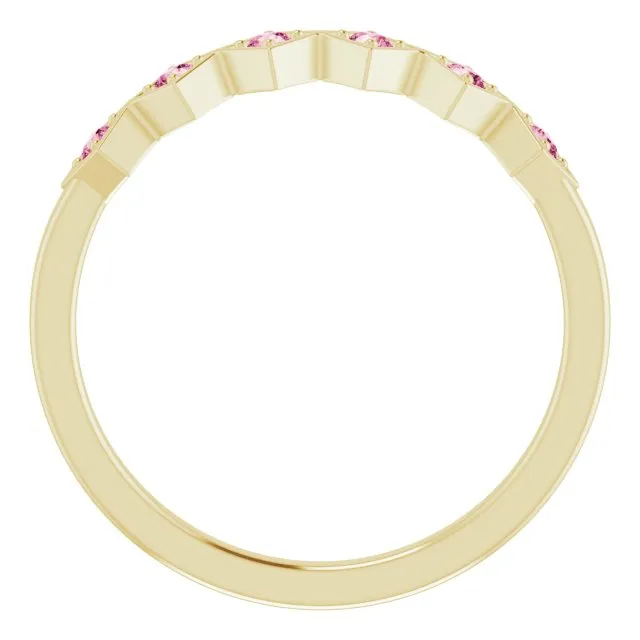 14K Yellow Natural Pink Tourmaline Stackable Ring