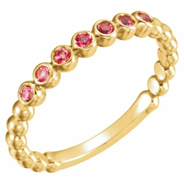 14K Yellow Natural Ruby Stackable Ring