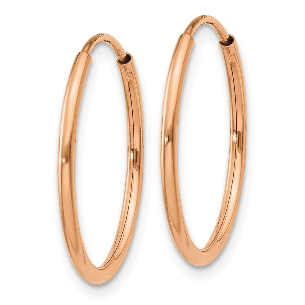 14KT Rose Gold 18X1.2MM Endless Hoop Earrings