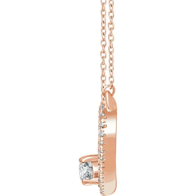 14KT Rose Gold 3/8 Carat Diamond Two Stone Bar Necklace