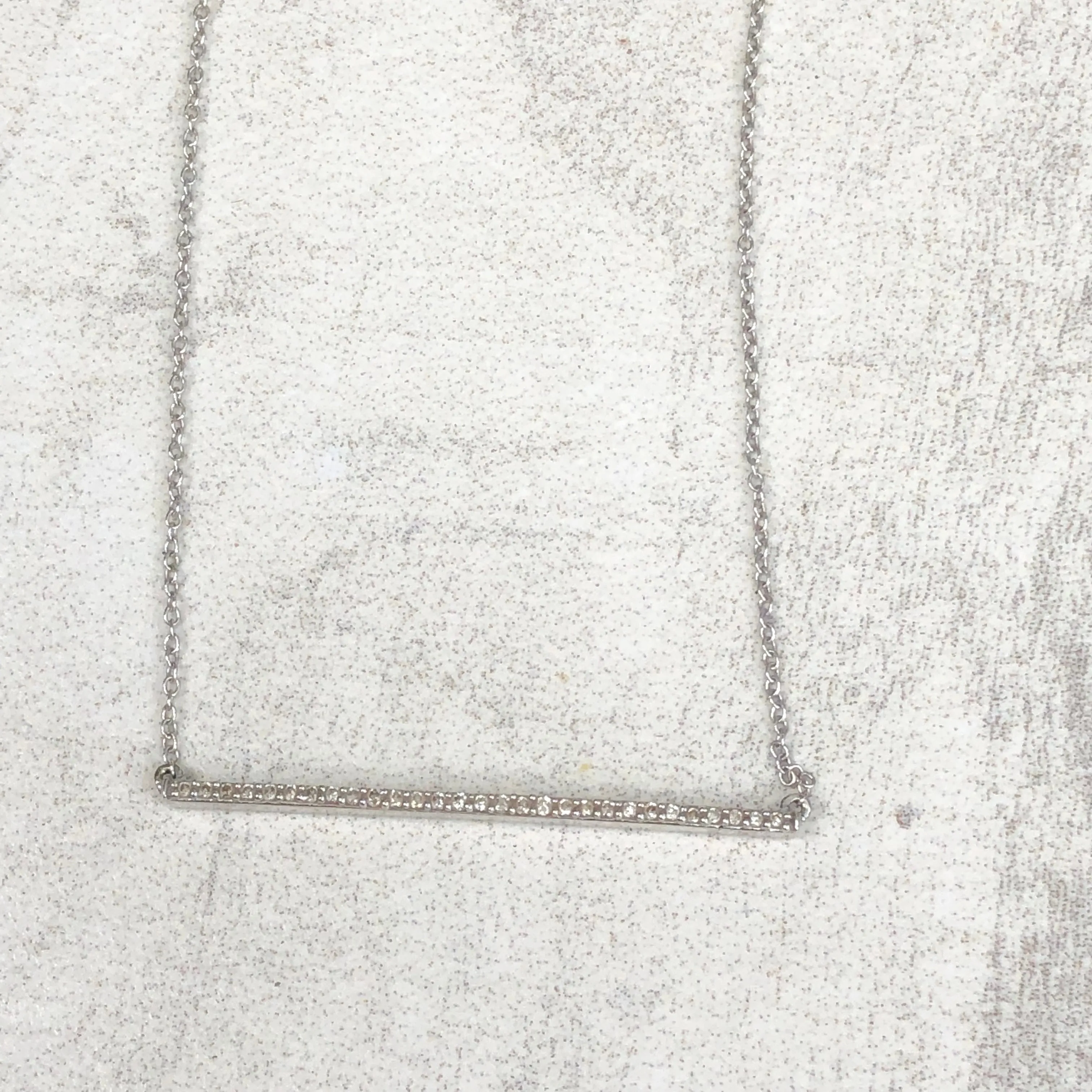 14KT White Gold 1/6 CT Diamond Bar Chain Necklace