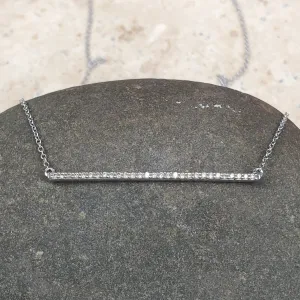 14KT White Gold 1/6 CT Diamond Bar Chain Necklace
